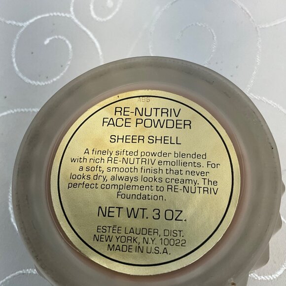 Estee Lauder Re-Nutriv Face Powder Sheer Shell 3 Oz Frosted Glass Jar W/ Gold Li - Picture 3 of 6